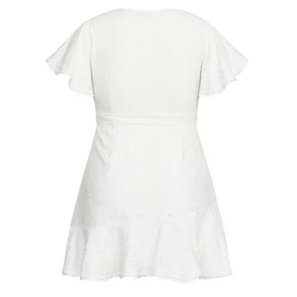 🆕 City Chic NEW Plus 16 1X Sweet Love Ivory Lace Ruffled Wrap Dress Wedding