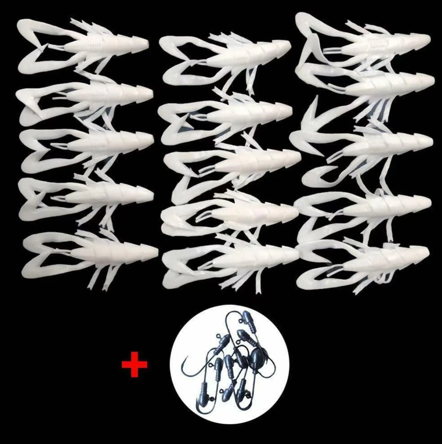15pcs 8cm Fishing Soft Plastic Yabbie Lure Tackle Special W 10Jig heads