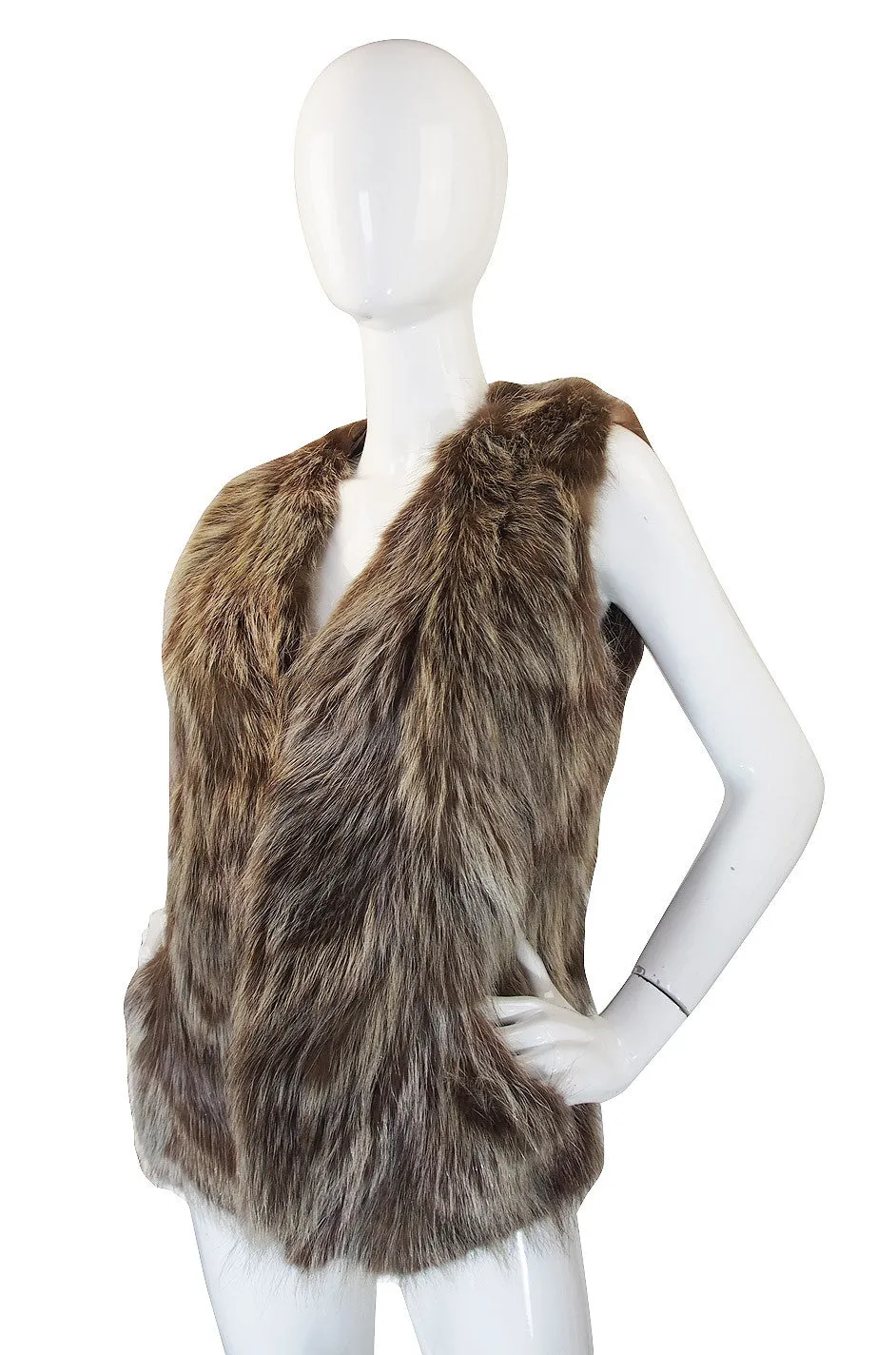 1970s Hippie Chic Racoon Fur Vest