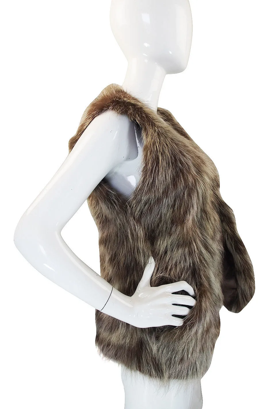 1970s Hippie Chic Racoon Fur Vest