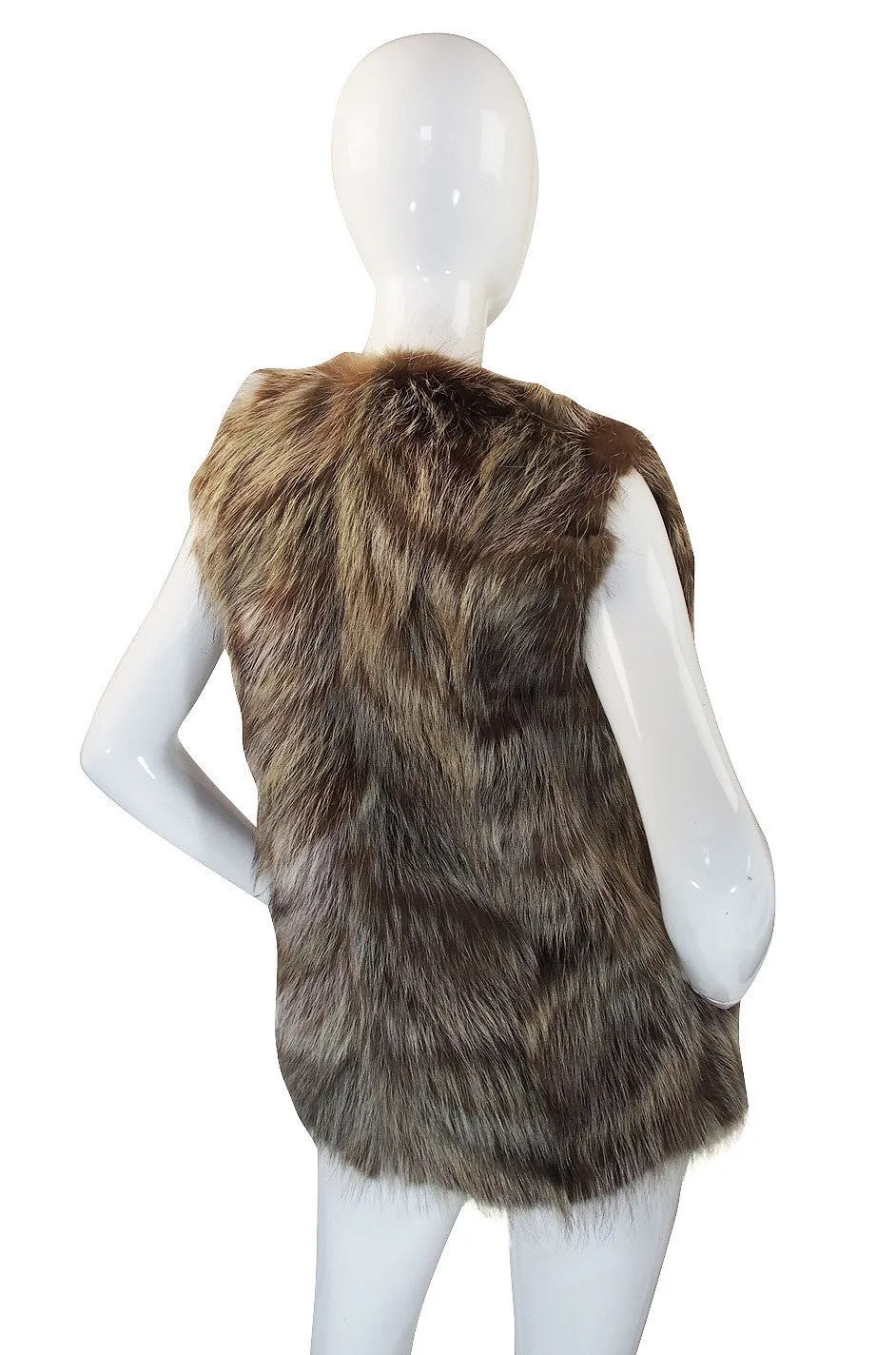 1970s Hippie Chic Racoon Fur Vest