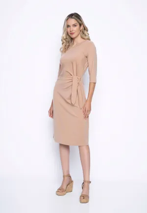 3/4 Sleeves Mid-Length Dress With Tie Side Detail