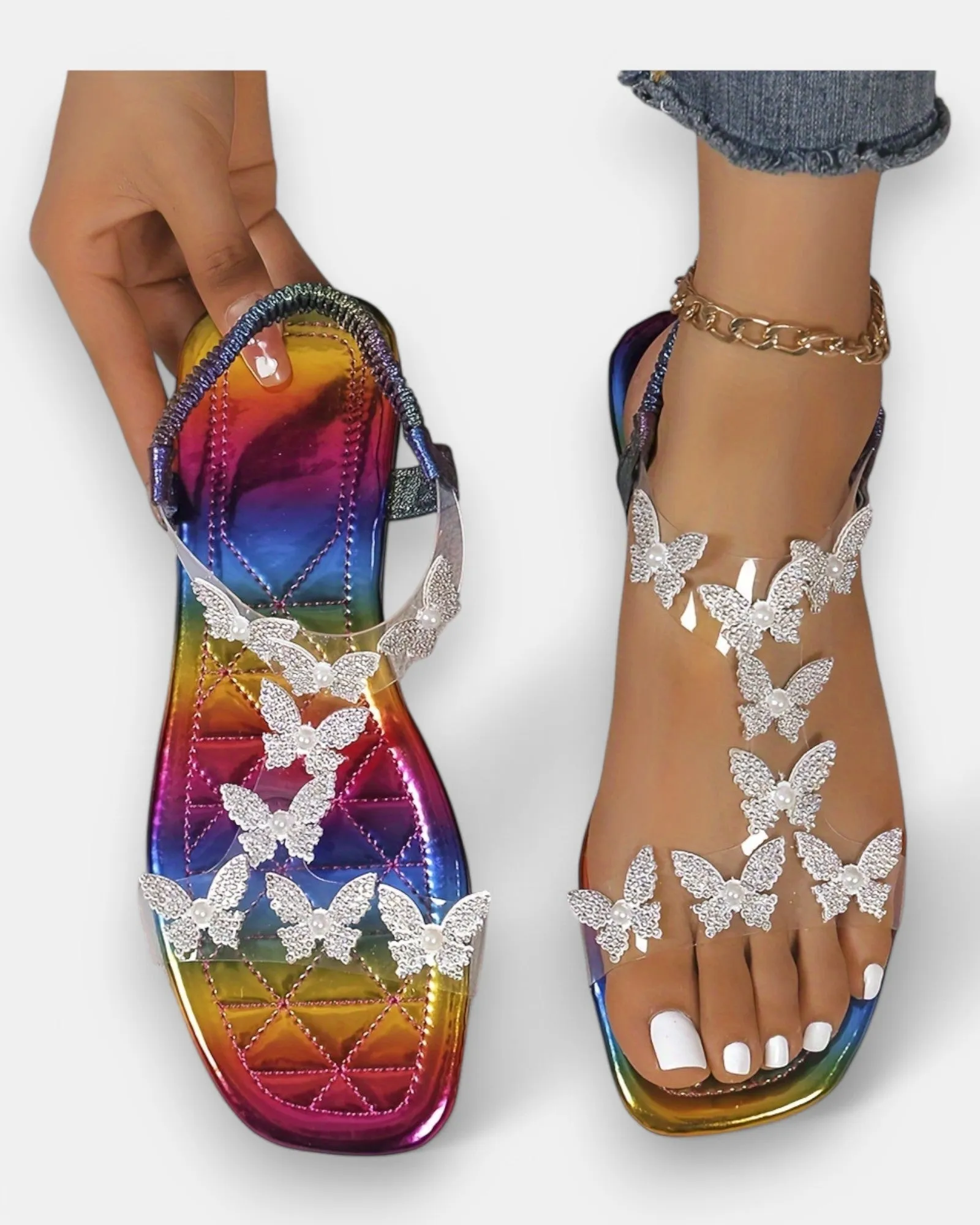 Amelia – Sparkling Rhinestone Butterfly Sandals