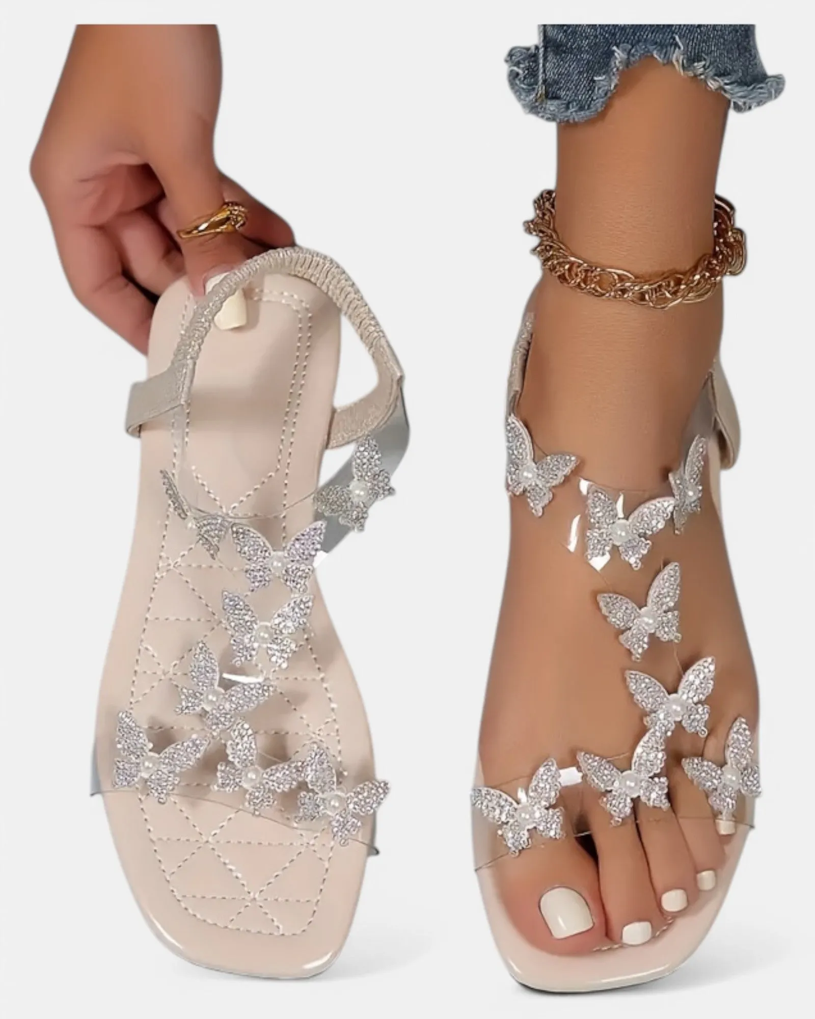 Amelia – Sparkling Rhinestone Butterfly Sandals