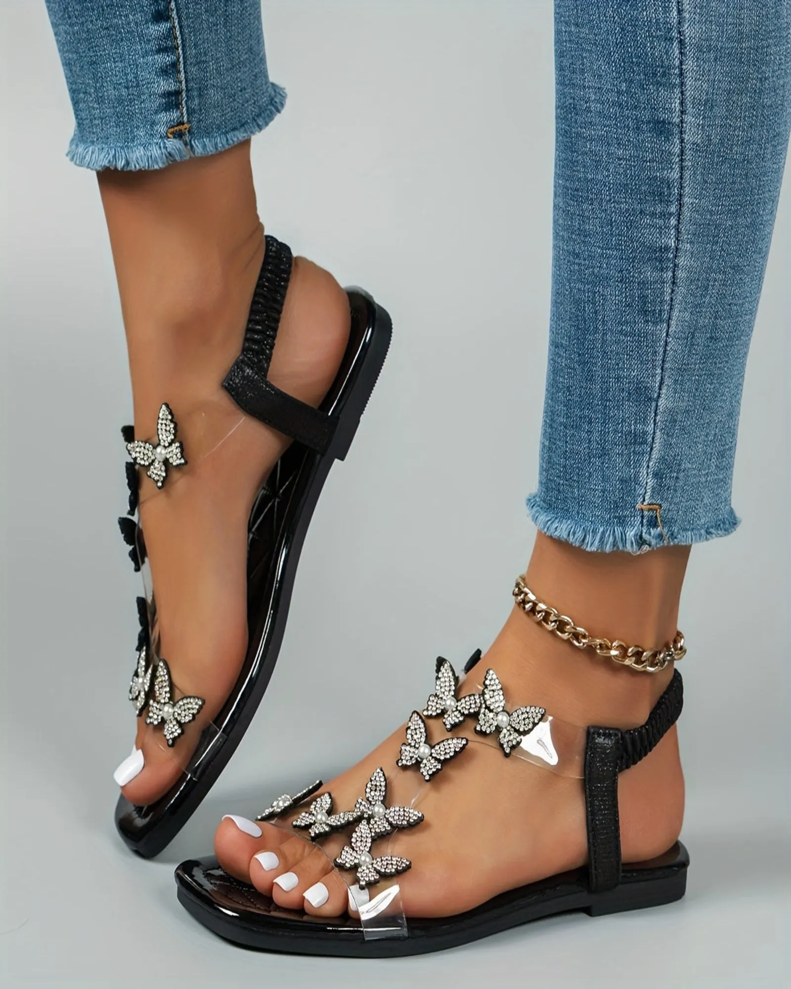 Amelia – Sparkling Rhinestone Butterfly Sandals