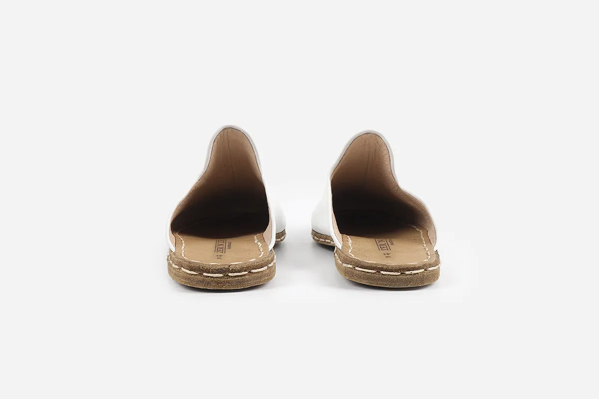 Arctic White Handmade Leather Slippers (Men's)