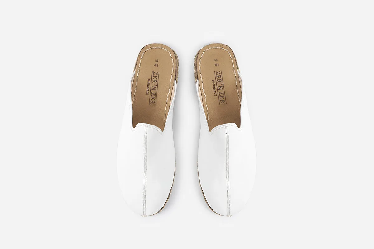Arctic White Handmade Leather Slippers (Men's)