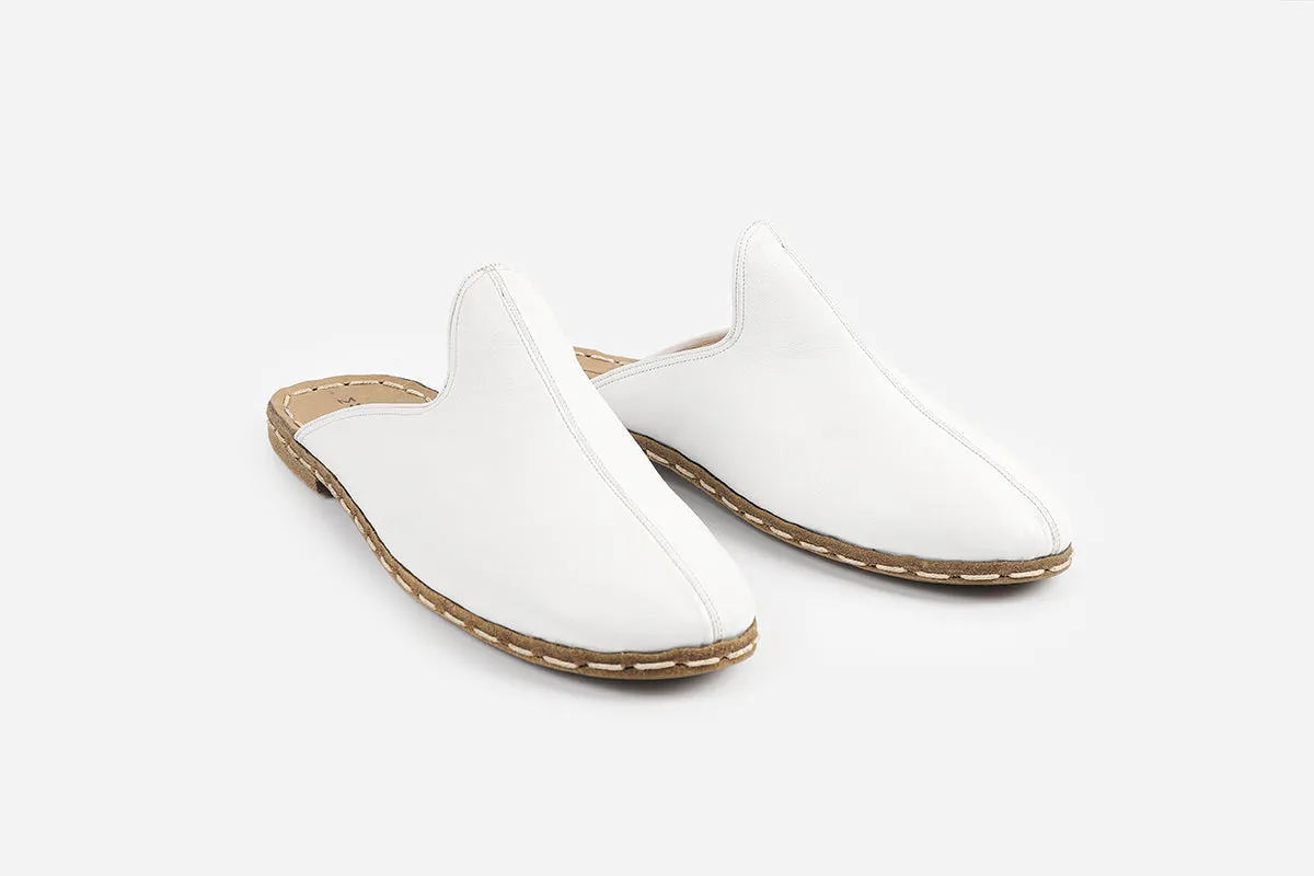 Arctic White Handmade Leather Slippers (Men's)