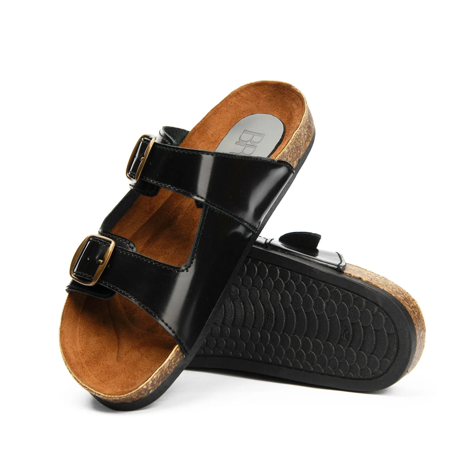 Arizona Black Natural Leather Slippers