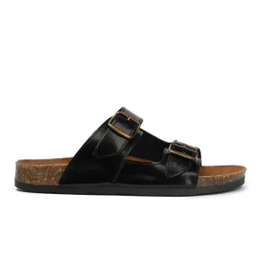 Arizona Black Natural Leather Slippers