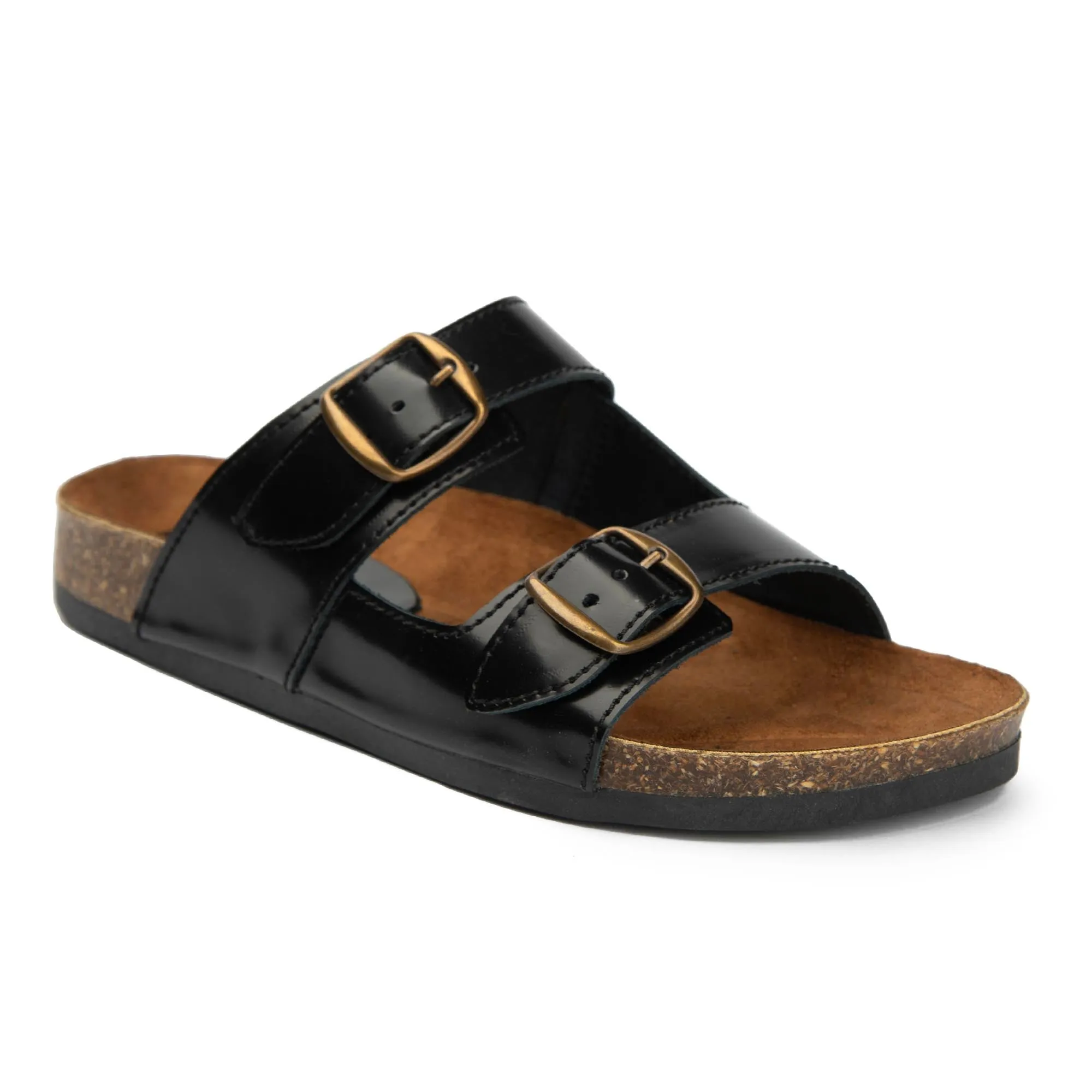 Arizona Black Natural Leather Slippers