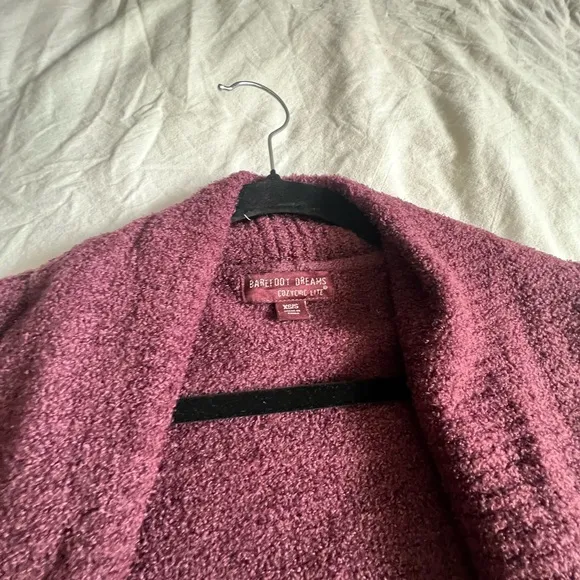 Barefoot dreams cozy chic lite circle open front long cardigan rosewood maroon