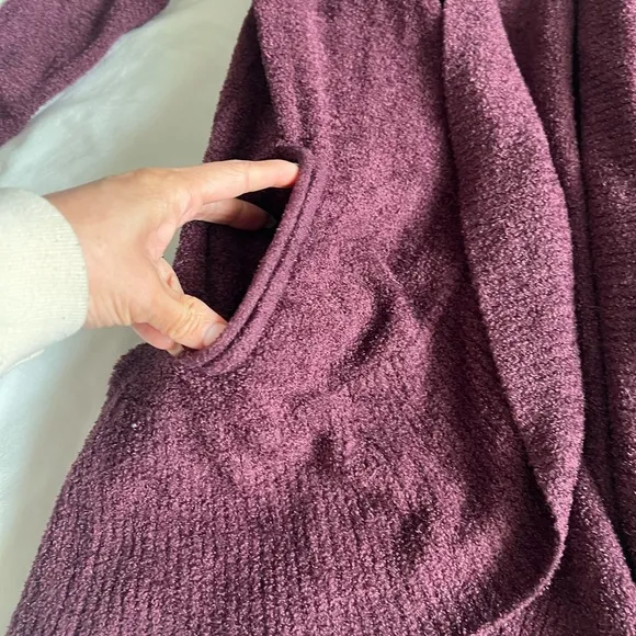 Barefoot dreams cozy chic lite circle open front long cardigan rosewood maroon