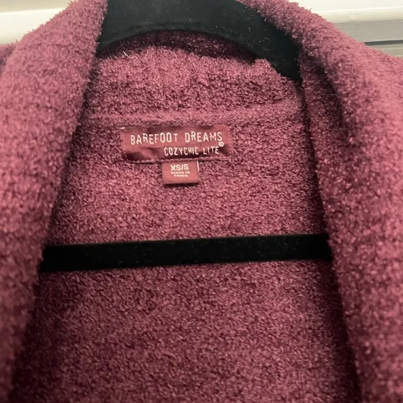 Barefoot dreams cozy chic lite circle open front long cardigan rosewood maroon