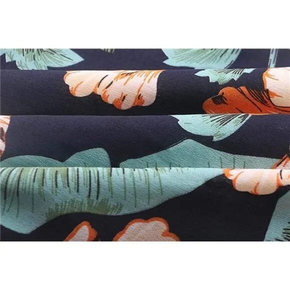 Boho Tropical Floral Print‎ Tie Wrap Maxi Skirt Leg Slit Flowy Skirt Cover Up