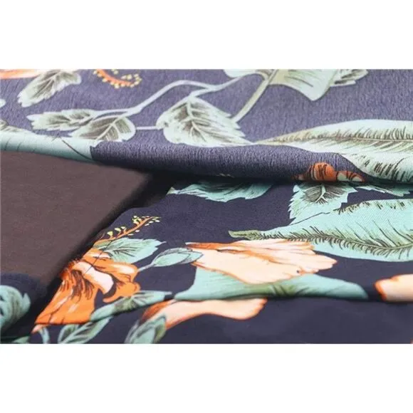 Boho Tropical Floral Print‎ Tie Wrap Maxi Skirt Leg Slit Flowy Skirt Cover Up
