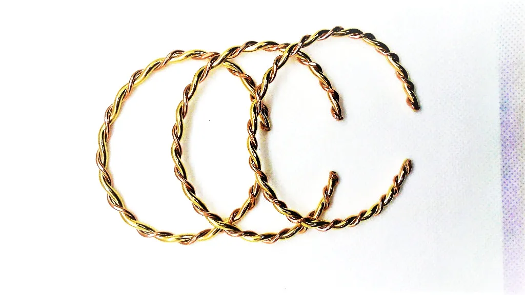 Brass-Copper Handmade Twisted Bracelet Cuff Stackable