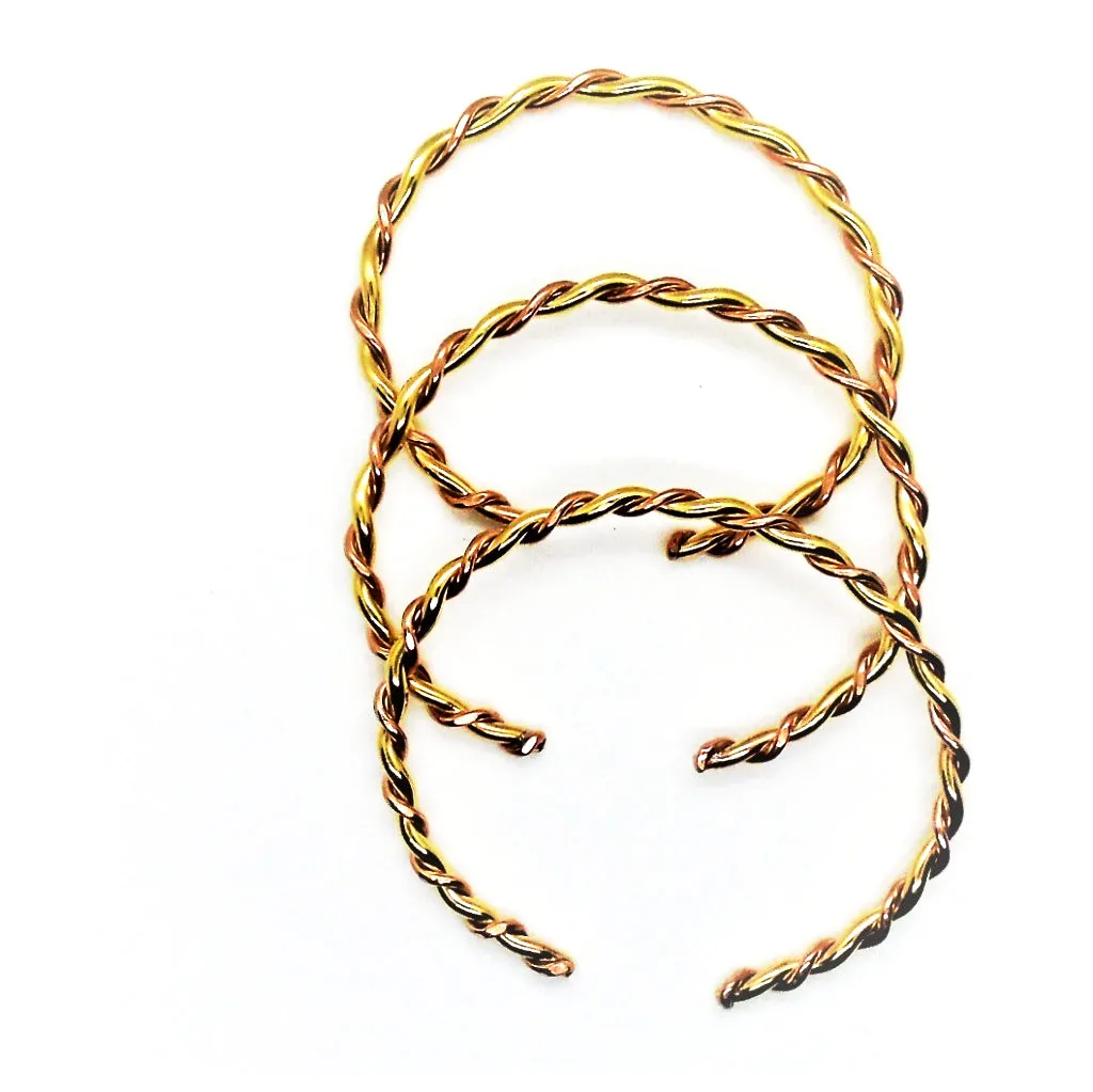 Brass-Copper Handmade Twisted Bracelet Cuff Stackable