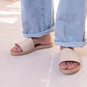 Brio Buckle Beige Natural Leather Slippers