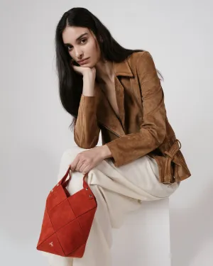 Buckled Biker Jacket in Suede