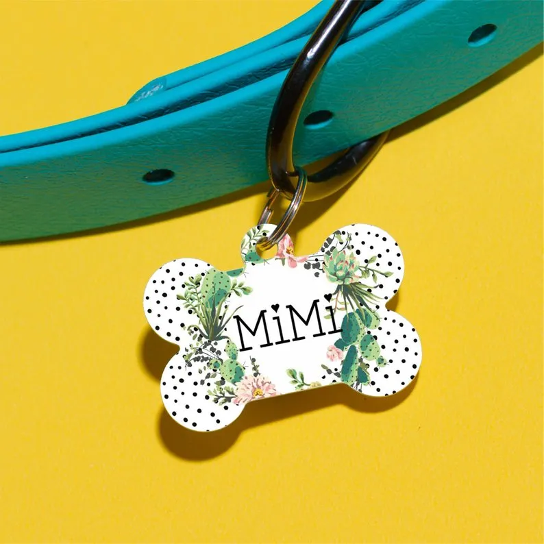 Cactus Floral Pet ID Tag