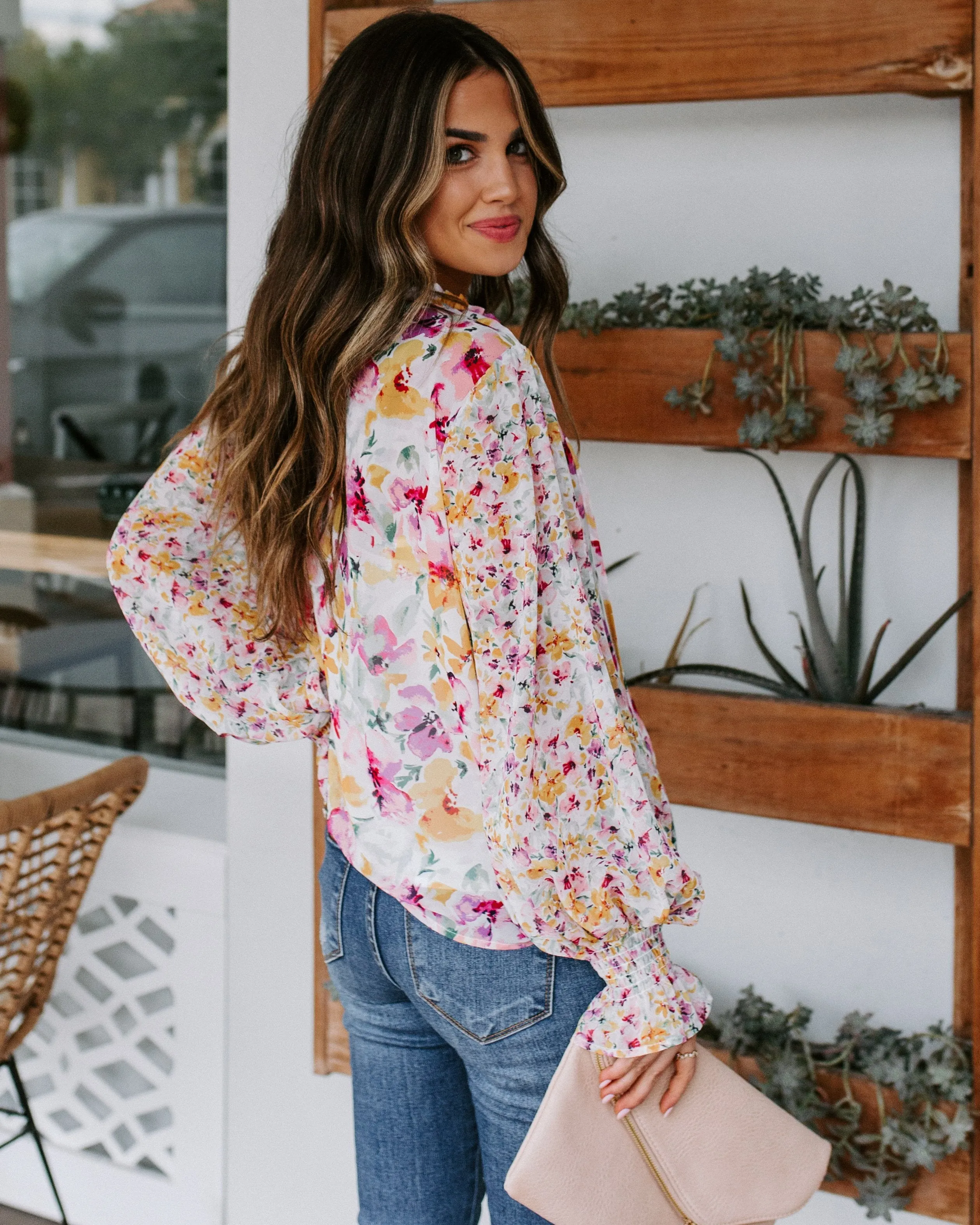 Cakewalk Floral Smocked Blouse