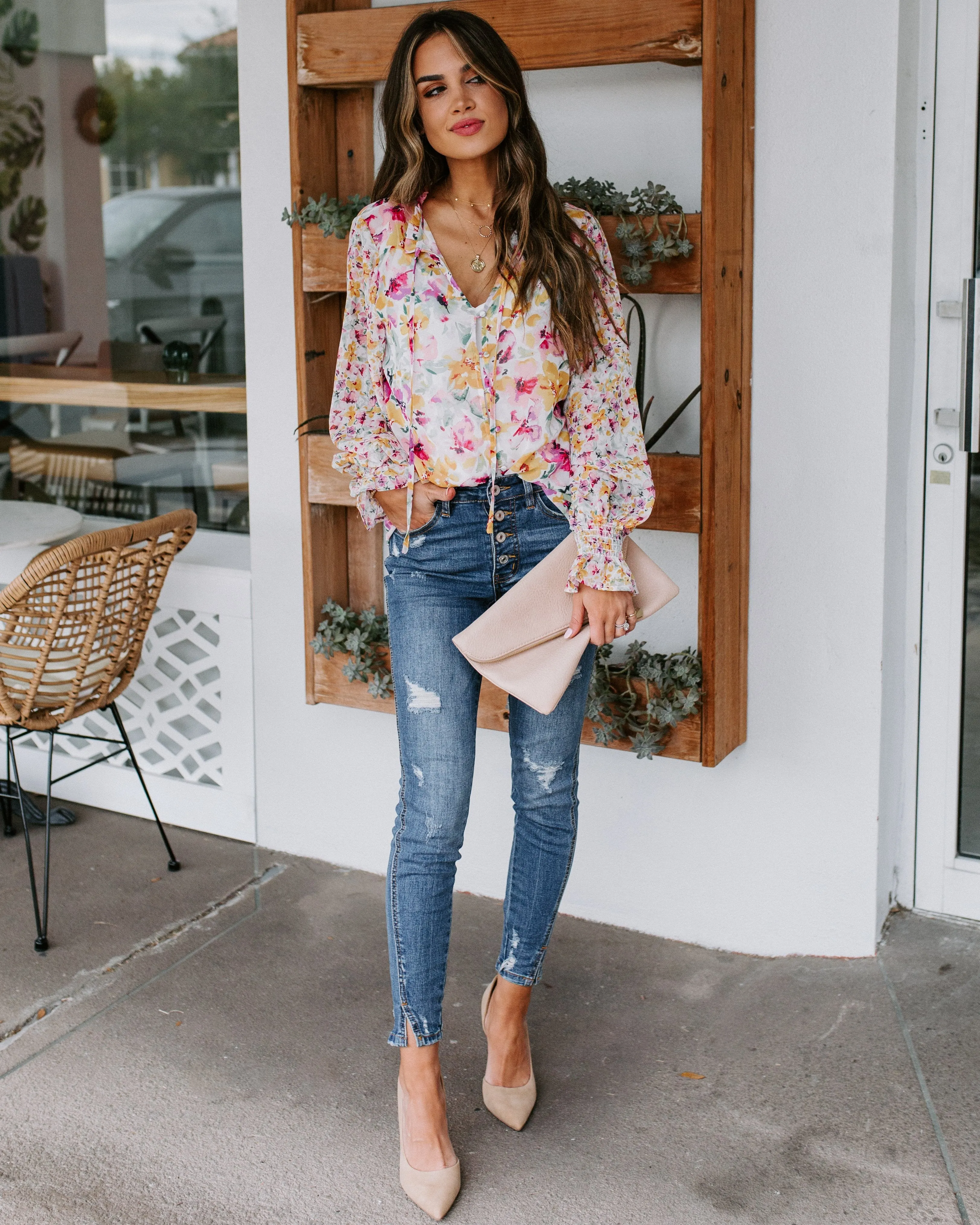 Cakewalk Floral Smocked Blouse