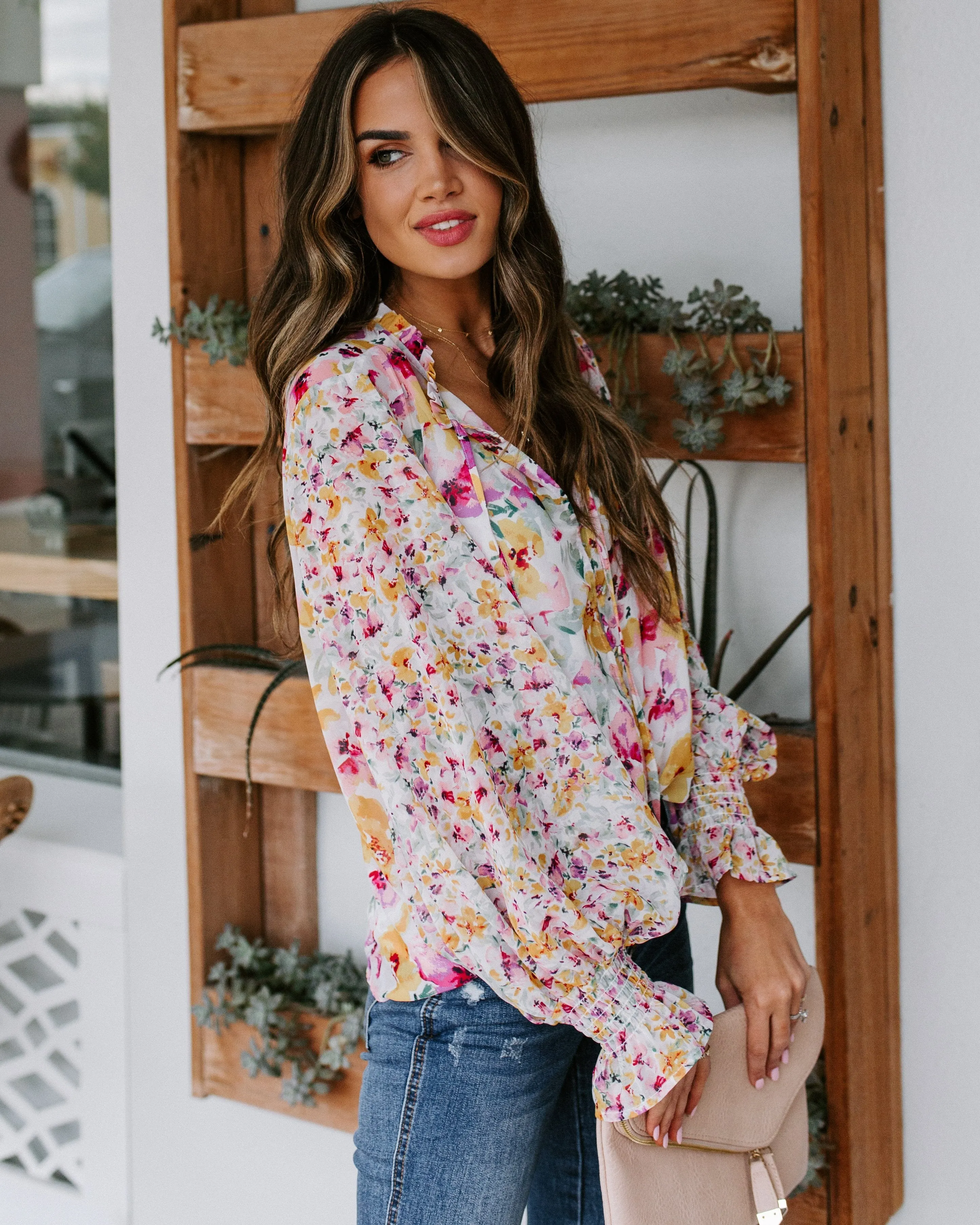 Cakewalk Floral Smocked Blouse
