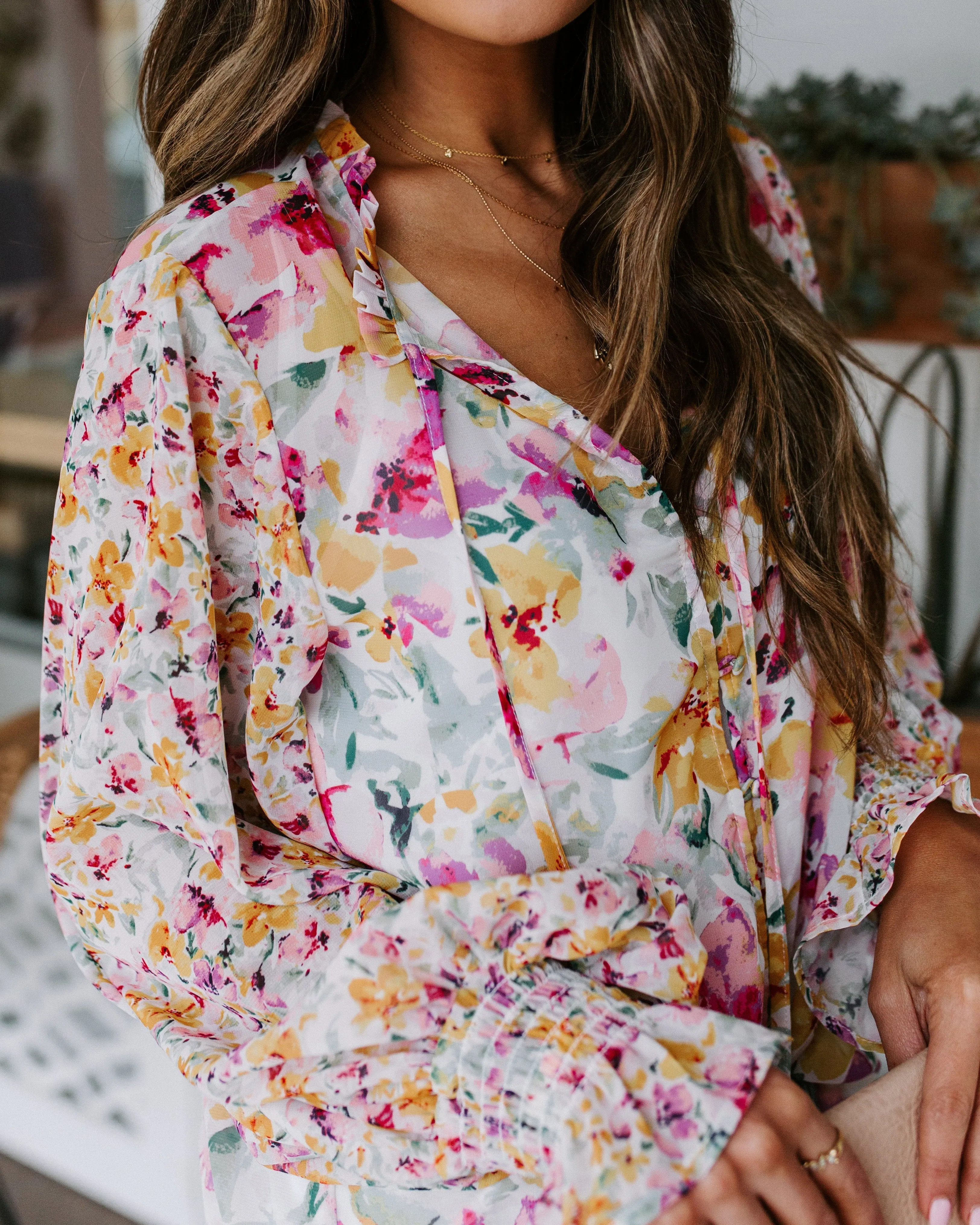Cakewalk Floral Smocked Blouse