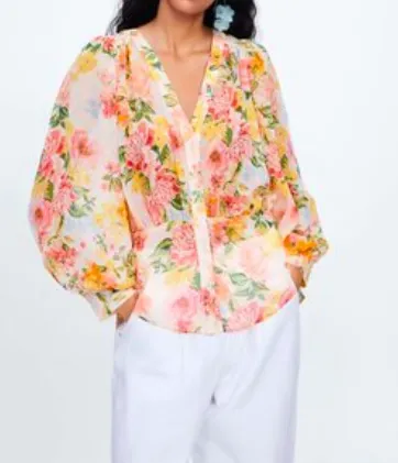 Cakewalk Floral Smocked Blouse