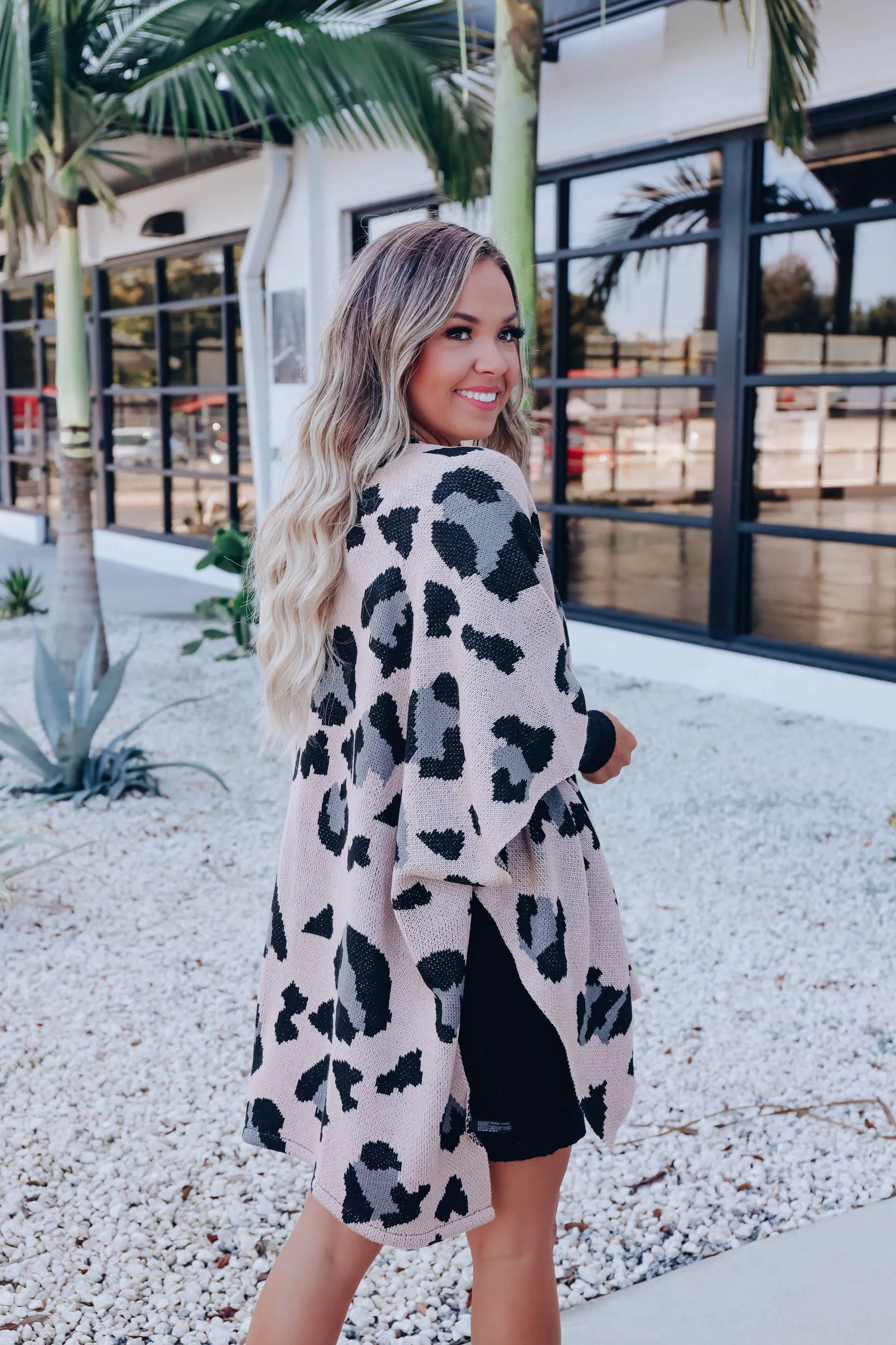 Calla Open Front Leopard Kimono - Tan
