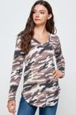 Camo Waffle Print Top