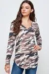 Camo Waffle Print Top