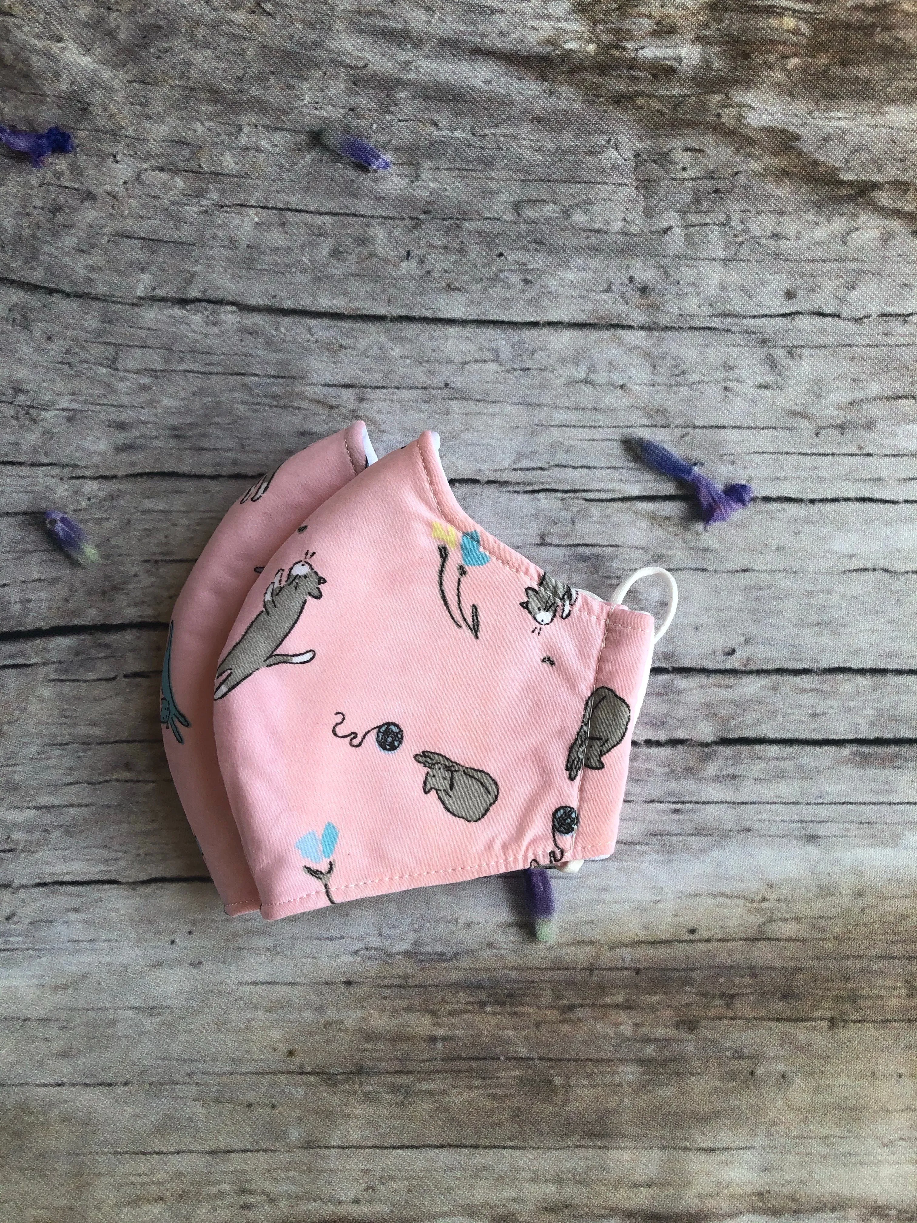 Cat print cotton mask with pocket for adult