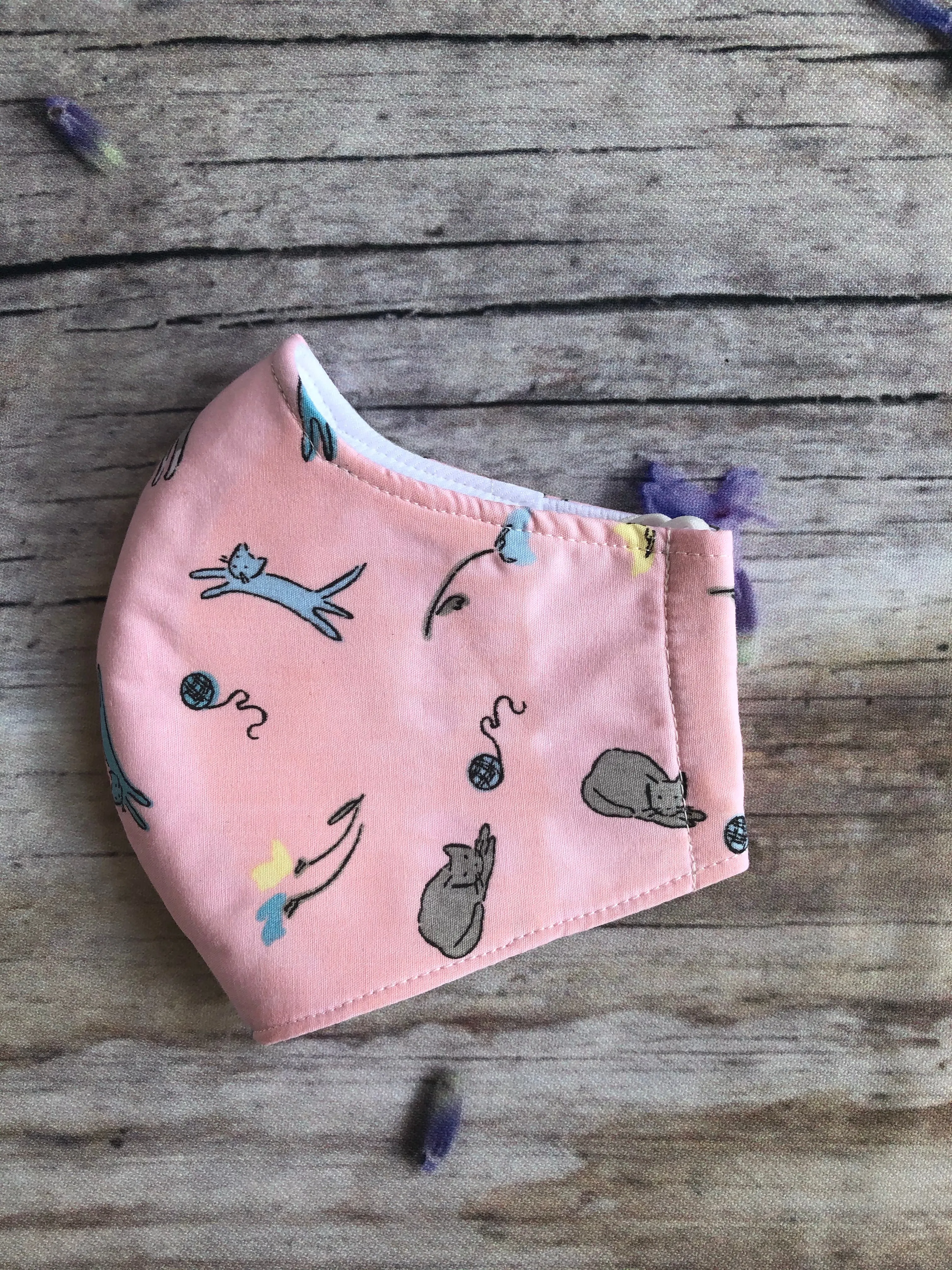 Cat print cotton mask with pocket for adult