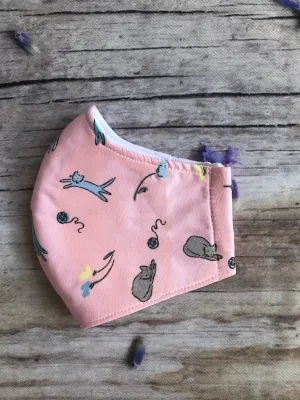 Cat print cotton mask with pocket for adult