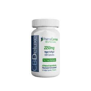 CBDeluxe 2250, Vegan Soft Gel 75mg Caps - THC Free