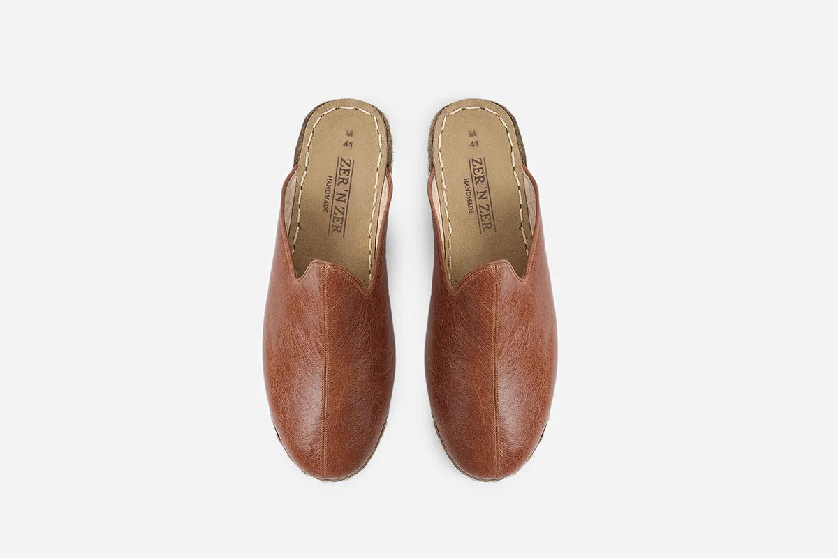 Chestnut Handmade Leather Slippers (Men's)