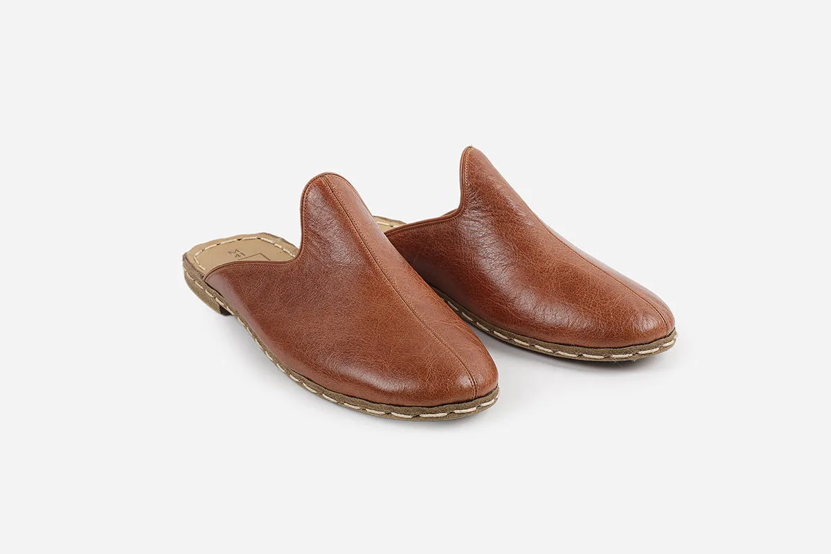 Chestnut Handmade Leather Slippers (Men's)