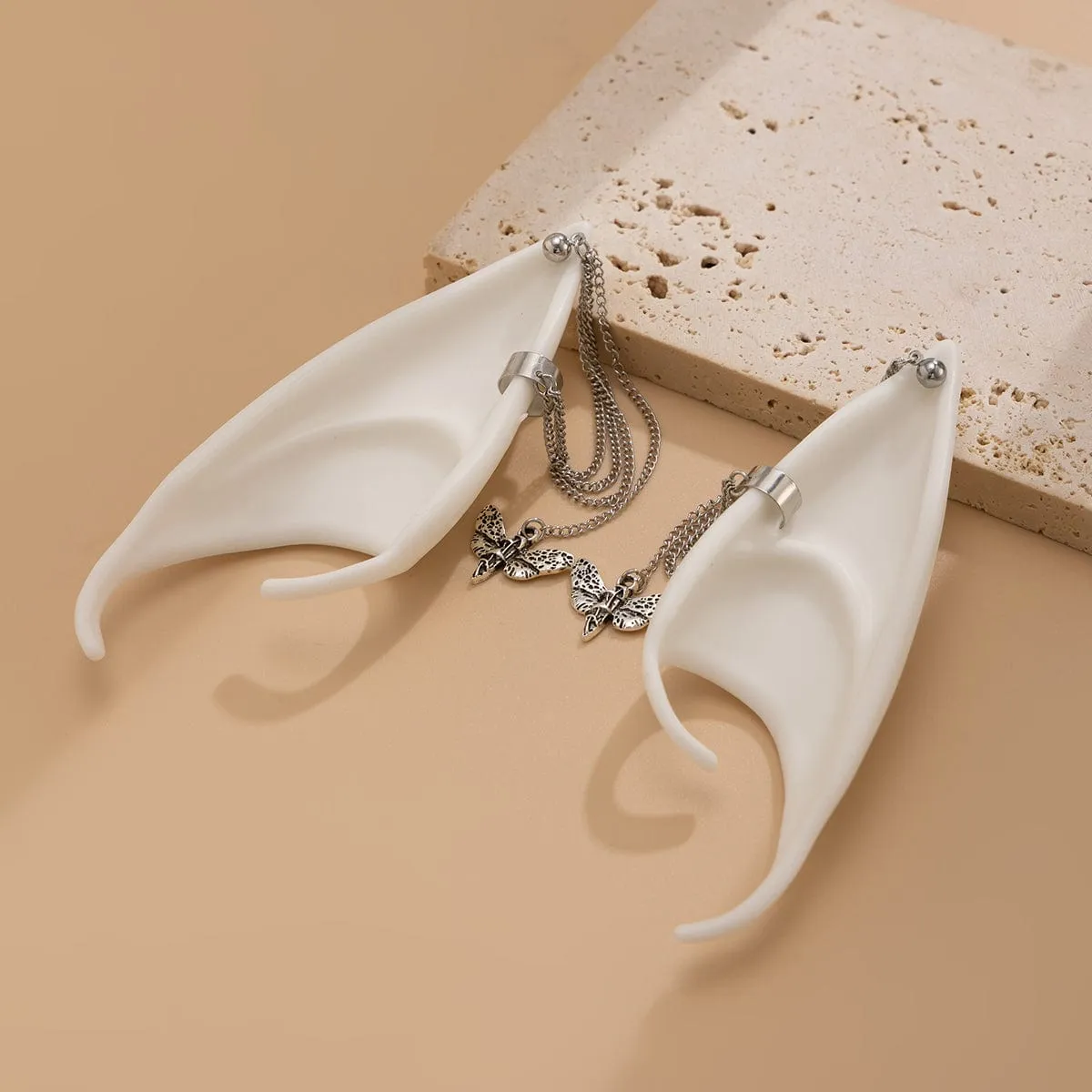 Chic Butterfly Tassel Silicone Elf Ear Cuff Wrap Earrings