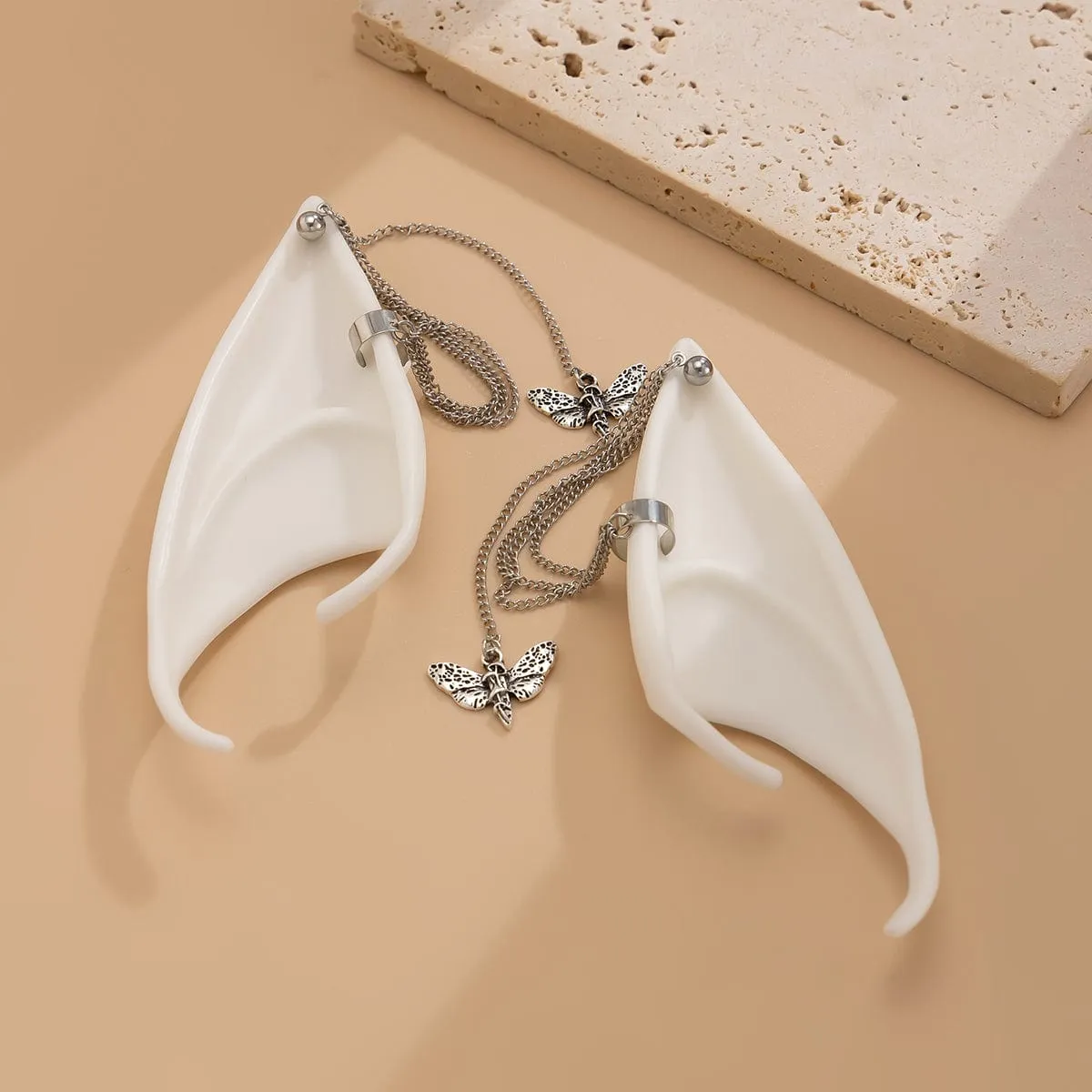 Chic Butterfly Tassel Silicone Elf Ear Cuff Wrap Earrings