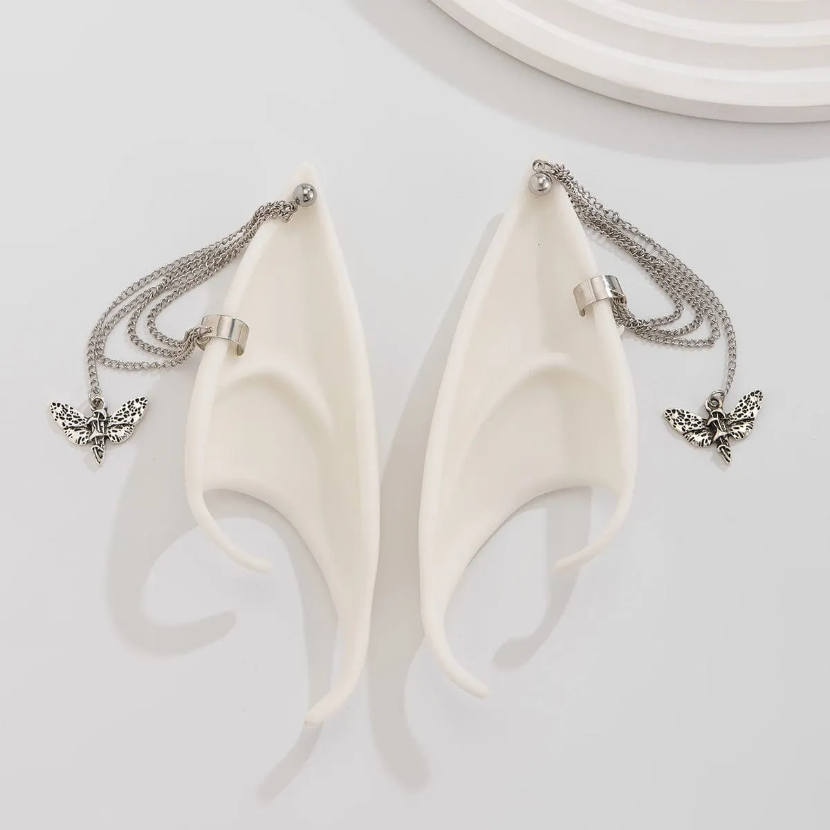 Chic Butterfly Tassel Silicone Elf Ear Cuff Wrap Earrings