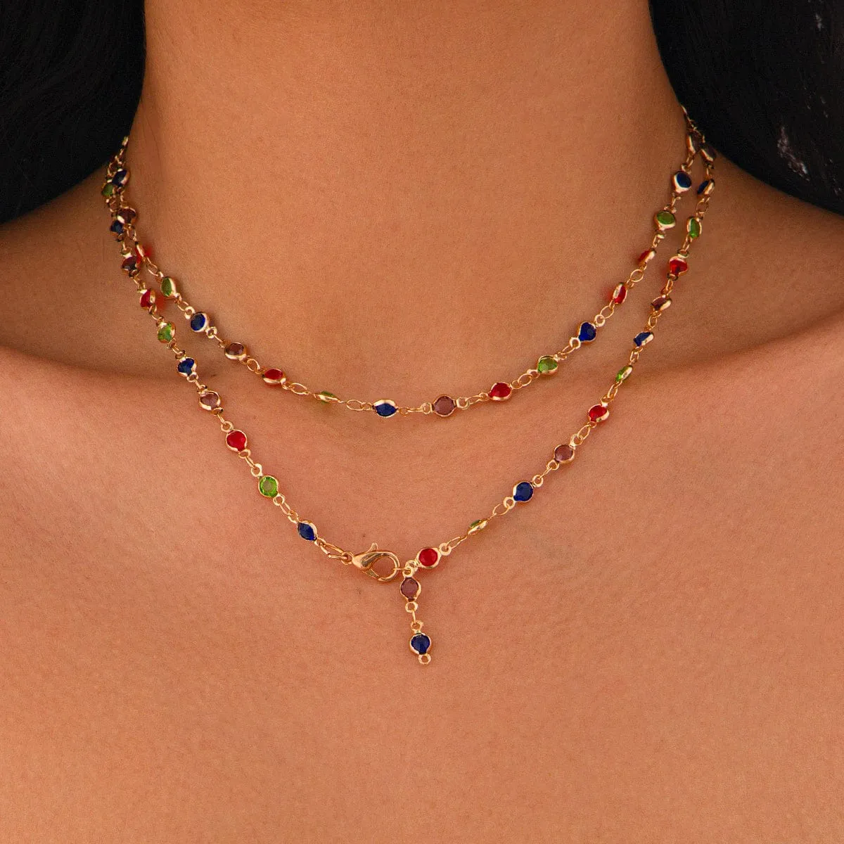 Chic Colorful Crystal Long Chain Y Necklace