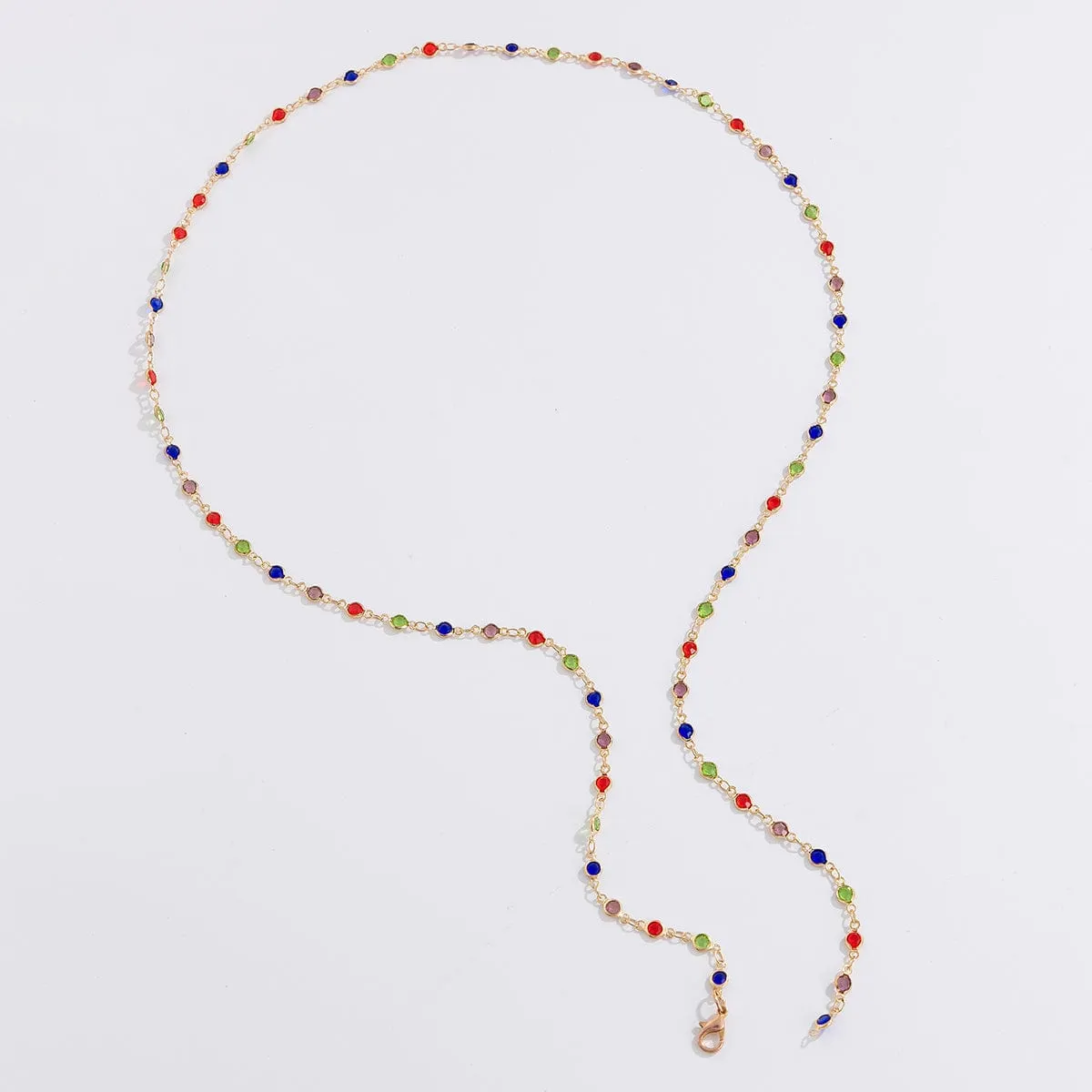 Chic Colorful Crystal Long Chain Y Necklace