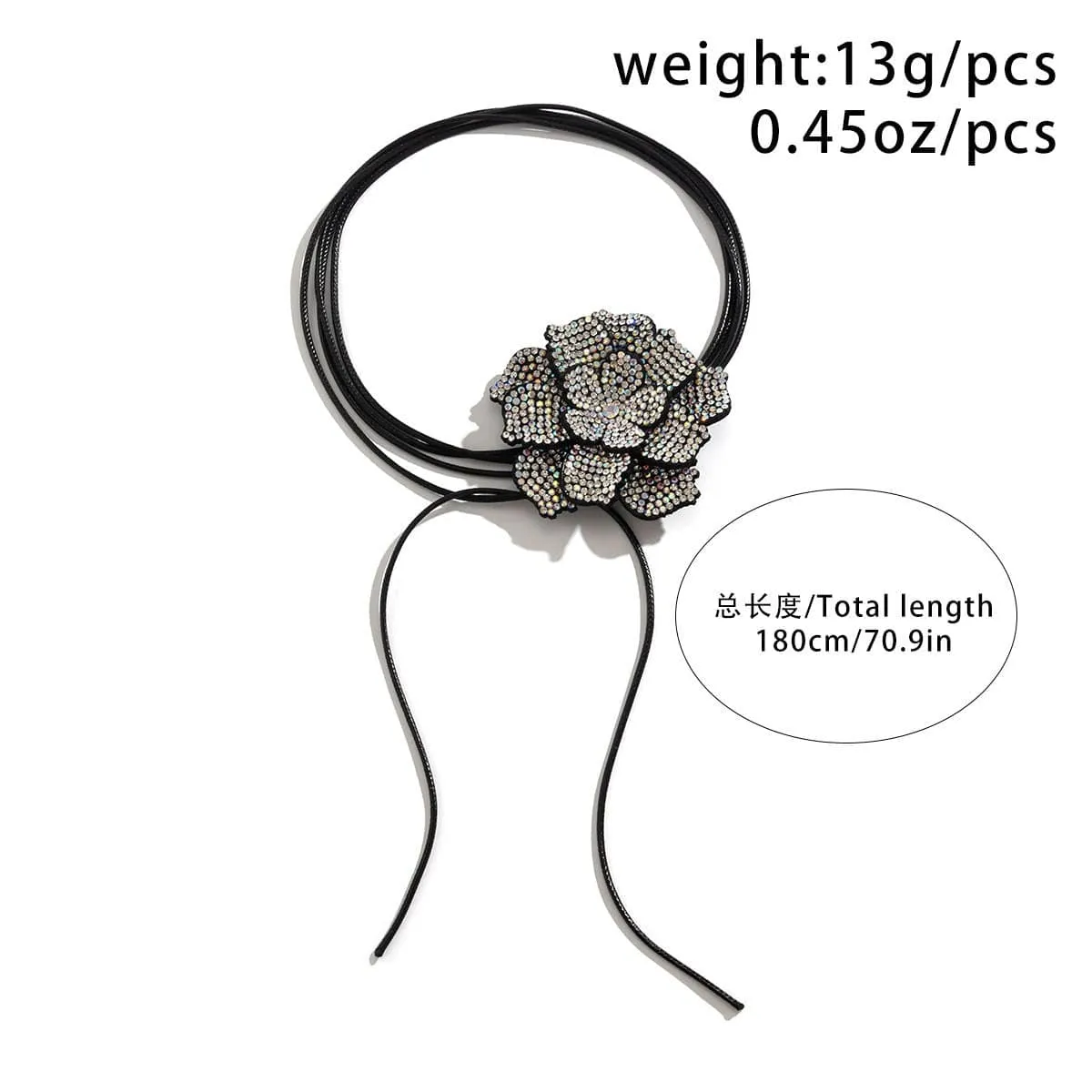 Chic Crystal Flower Wax Cord String Necklace