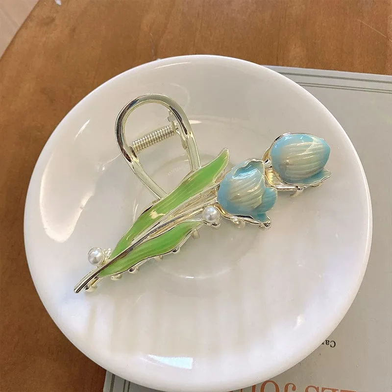 Chic Enamel Duo Tulip Chignon Claw Clip Hair Claw