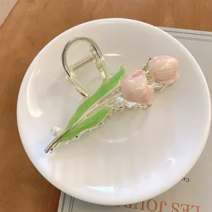 Chic Enamel Duo Tulip Chignon Claw Clip Hair Claw