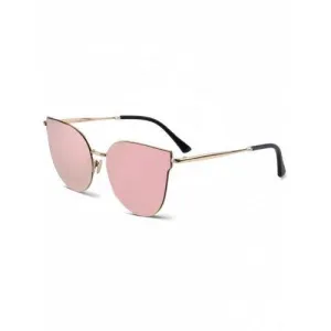 Chic Golden-Rim Cat Eye Sunglasses For Women - Pink