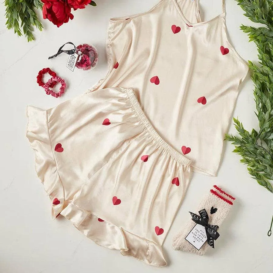 Cozy Heart Socks - Red Trim