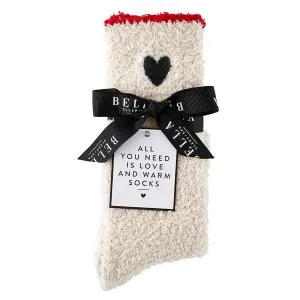 Cozy Heart Socks - Red Trim